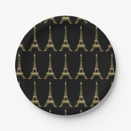 Fransk Black Eiffel Torn Paris Theme Pappra Tallri