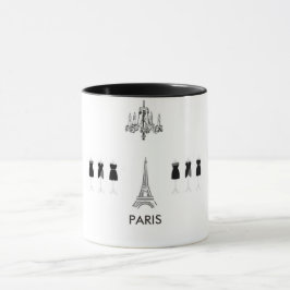 Fransk Black & White Eiffel Torn Paris Thmet Mugg