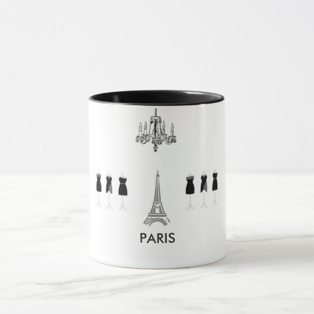 Fransk Black & White Eiffel Torn Paris Thmet Mugg (Center)