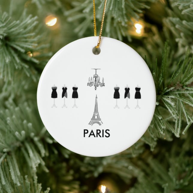 Fransk Black & White Paris Thement Ornament (Träd)