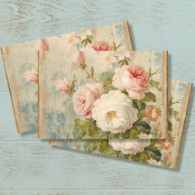 Fransk Blommigt Blått Rosa Vintage Ephemera Decoup