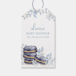 Fransk Blommigt Bonjour Bébé Macaron Baby Shower Presentetikett