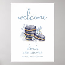 Fransk Blommigt Bonjour Macaron Baby Shower Välkom
