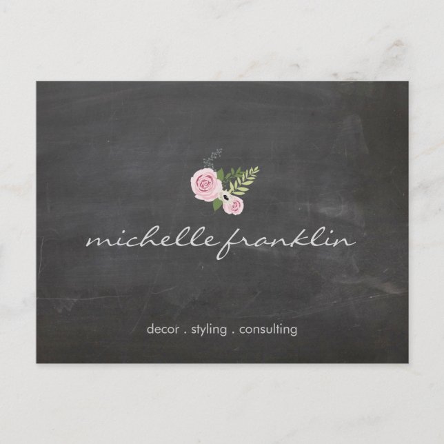 FRANSK BLOMMIGT BOUQUET på vykort för CHALKBOARD (Framsida)