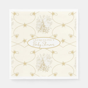 Fransk Blommigt Elegant Bee Ivory Guld Personlig Pappersservett