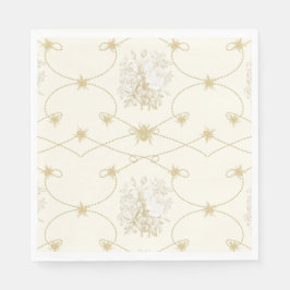 Fransk Blommigt Elegant Bee Ivory Guld Shower Deco Pappersservett