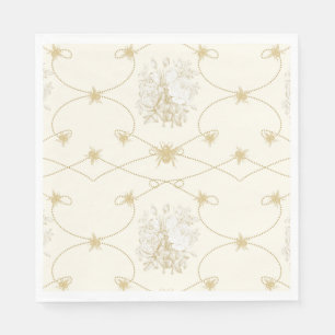 Fransk Blommigt Elegant Bee Ivory Guld Shower Deco Pappersservett