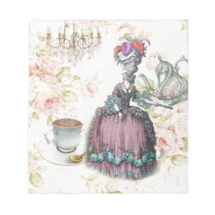 Fransk blommigt Paris Tea Party Marie Antoinette Anteckningsblock