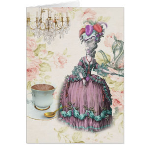 Fransk blommigt Paris Tea Party Marie Antoinette Hälsningskort