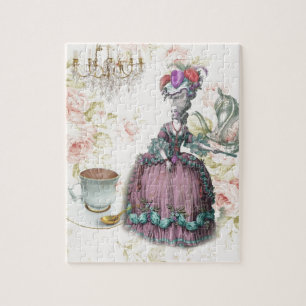 Fransk blommigt Paris Tea Party Marie Antoinette Pussel