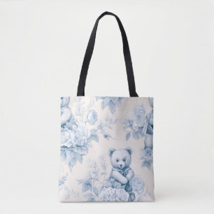 Fransk Blommigt Toile and Bear Tygkasse