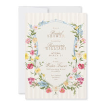 Fransk blommigt vapensköld kräm rosa blått möhippa