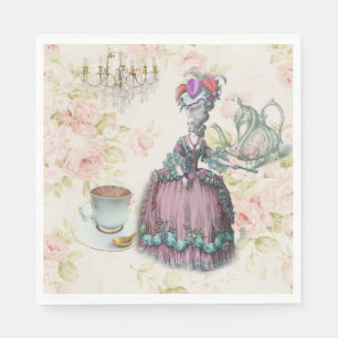 Fransk blomster Marie Antoinette Paris Tekaffe Pappersservett