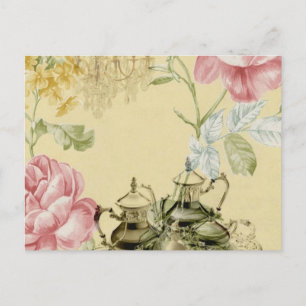 Fransk blomsterte Teacup Tekanna Paris Tekopp midd Vykort