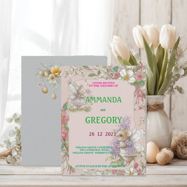 Fransk blomstertoile blå inbjudan (Skapare uppladdad)