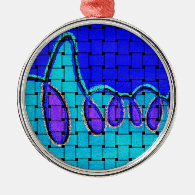 Fransk Blue-Abstrakt med vävda Struktur Julgransprydnad Metall (Framsidan)