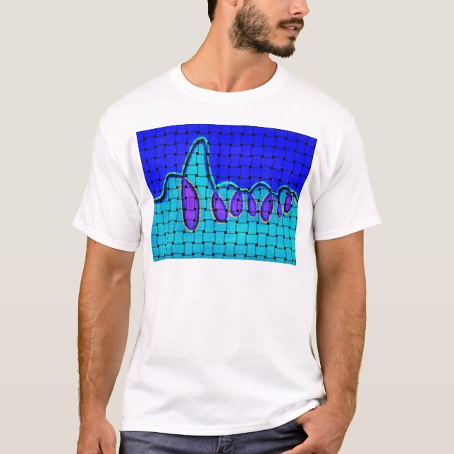 Fransk Blue-Abstrakt med vävda Struktur Tee Shirt (Framsida)