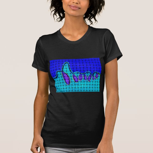Fransk Blue-Abstrakt med vävda Struktur Tee Shirt (Framsida)
