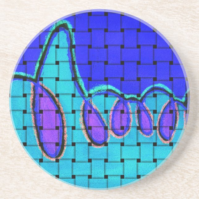 Fransk Blue-Abstrakt med vävda Struktur Underlägg Sandsten (Framsidan)