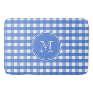 Fransk Blue and White Gingham Checks Badrumsmatta