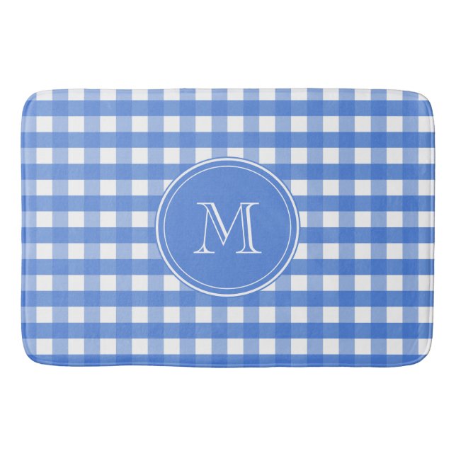 Fransk Blue and White Gingham Checks Badrumsmatta (Framsidan)
