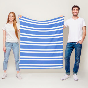 Fransk Blue and White Rand Fleecefilt
