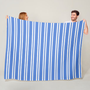Fransk Blue and White Rand Fleecefilt