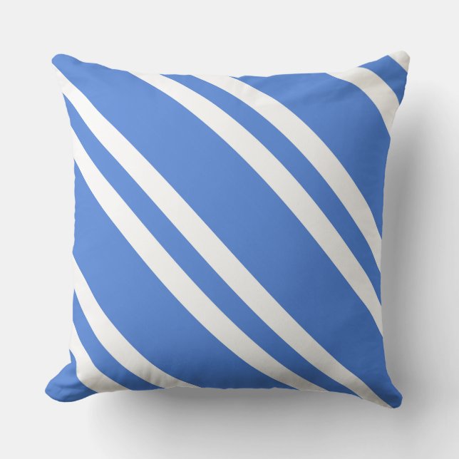 Fransk Blue and White Rand Kudde (Framsida)