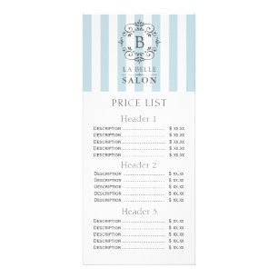 Fransk Blue Awning Rand Pris List-meny Reklamkort