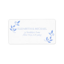 Fransk Blue Blommigt Botaniska Bröllop Adress