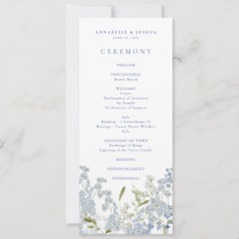 Fransk Blue Blommigts Bröllop Ceremony-programmet
