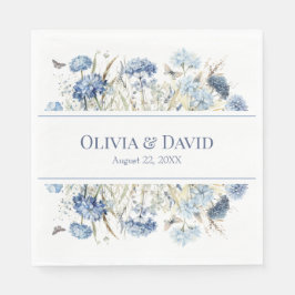 Fransk Blue Boho Garden Flowers Bröllop Napkins Pappersservett