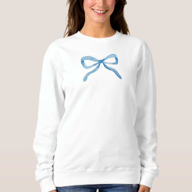 Fransk Blue Bow Preppy Sweatshirt T Shirt (Framsida)