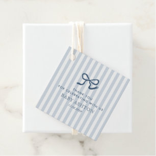 Fransk Blue Bow & Rand Baby Shower Gåvor Etiketter