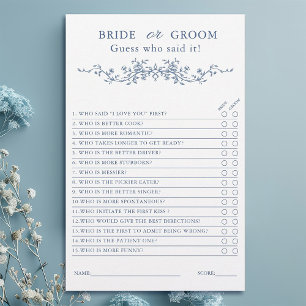 Fransk Blue 'Bride or Groom' Möhippa Game