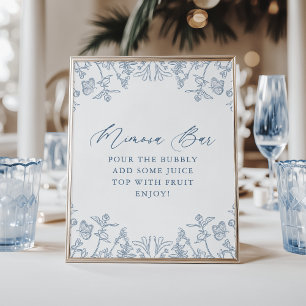 Fransk Blue Chinoiserie Blommigt Möhippa Mimosa Pu Poster