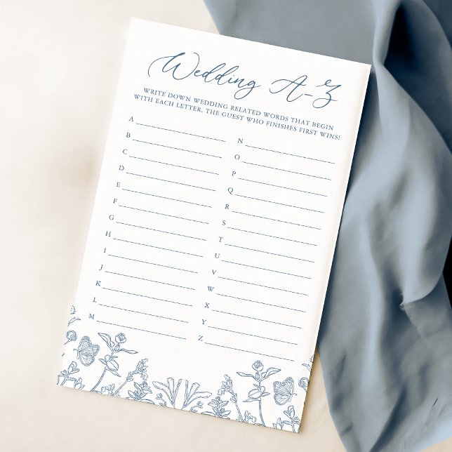 Fransk Blue Chinoiserie Blommigt Shower A-Z-spel (Skapare uppladdad)