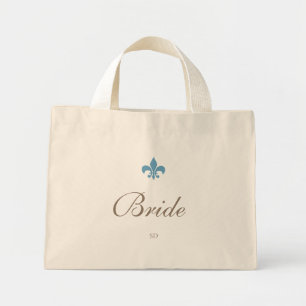Fransk Blue Fleur de Lis Bride Initial Monogram Mini Tygkasse