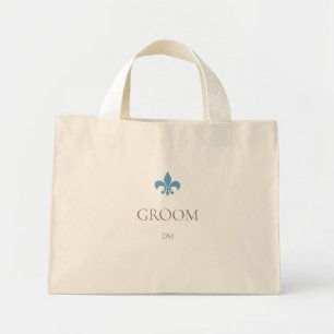 Fransk Blue Fleur de Lis Groom Initial Monogram Mini Tygkasse