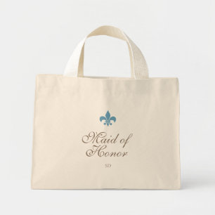 Fransk Blue Fleur de Lis Maid of honor Initial Mini Tygkasse