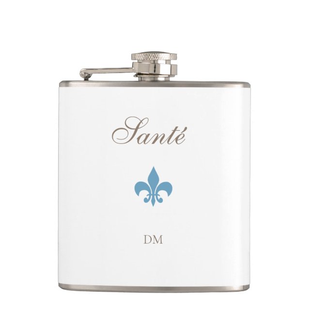 Fransk Blue Fleur de Lis Santé Monogram Bröllop Fickplunta (Framsidan)