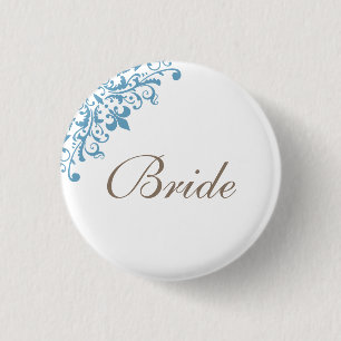 Fransk Blue Fleur de Lis-skriptBride Knapp
