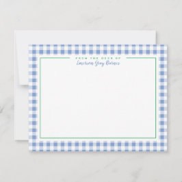 Fransk Blue Grönt Accent Gingham Desk Stationery Tack Kort