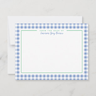 Fransk Blue Grönt Accent Gingham Desk Stationery Tack Kort