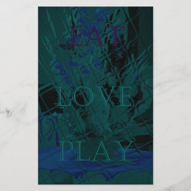 Fransk Blue Kärlek Eat Play Flower färg för alla Brevpapper (Framsida)