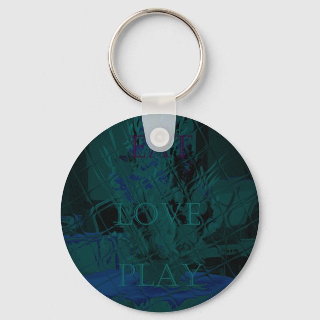 Fransk Blue Kärlek Eat Play Flower färg för alla Nyckelring (Framsida)