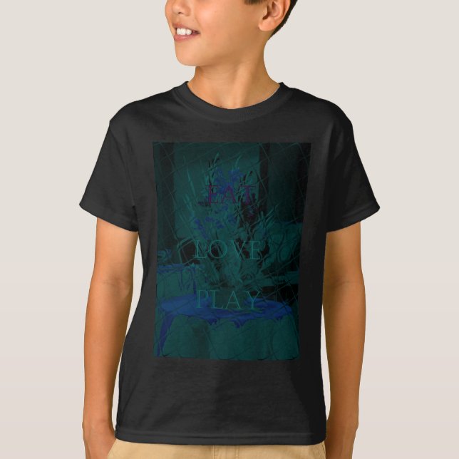 Fransk Blue Kärlek Eat Play Flower färg för alla T-shirt (Framsida)