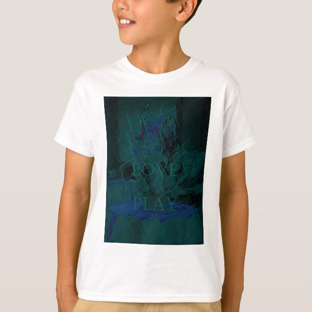 Fransk Blue Kärlek Eat Play Flower färg för alla Tee (Framsida)