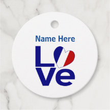 Fransk Blue KÄRLEK Heart Flagga Personlig