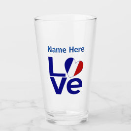 Fransk Blue KÄRLEK Heart Flagga Personlig Glaskopp